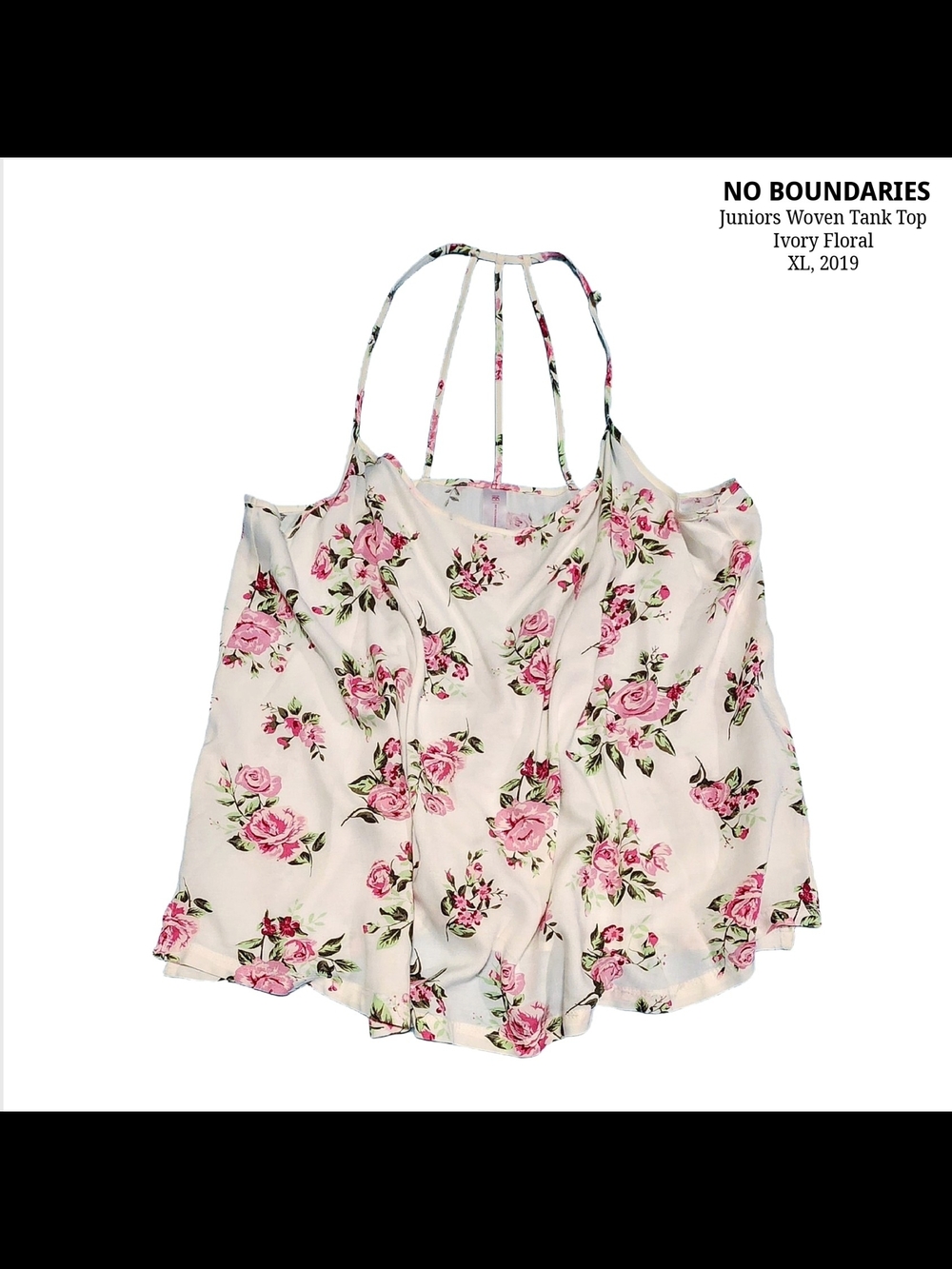 No Boundaries Ivory White Pink Floral Roses Woven Cami Pretty